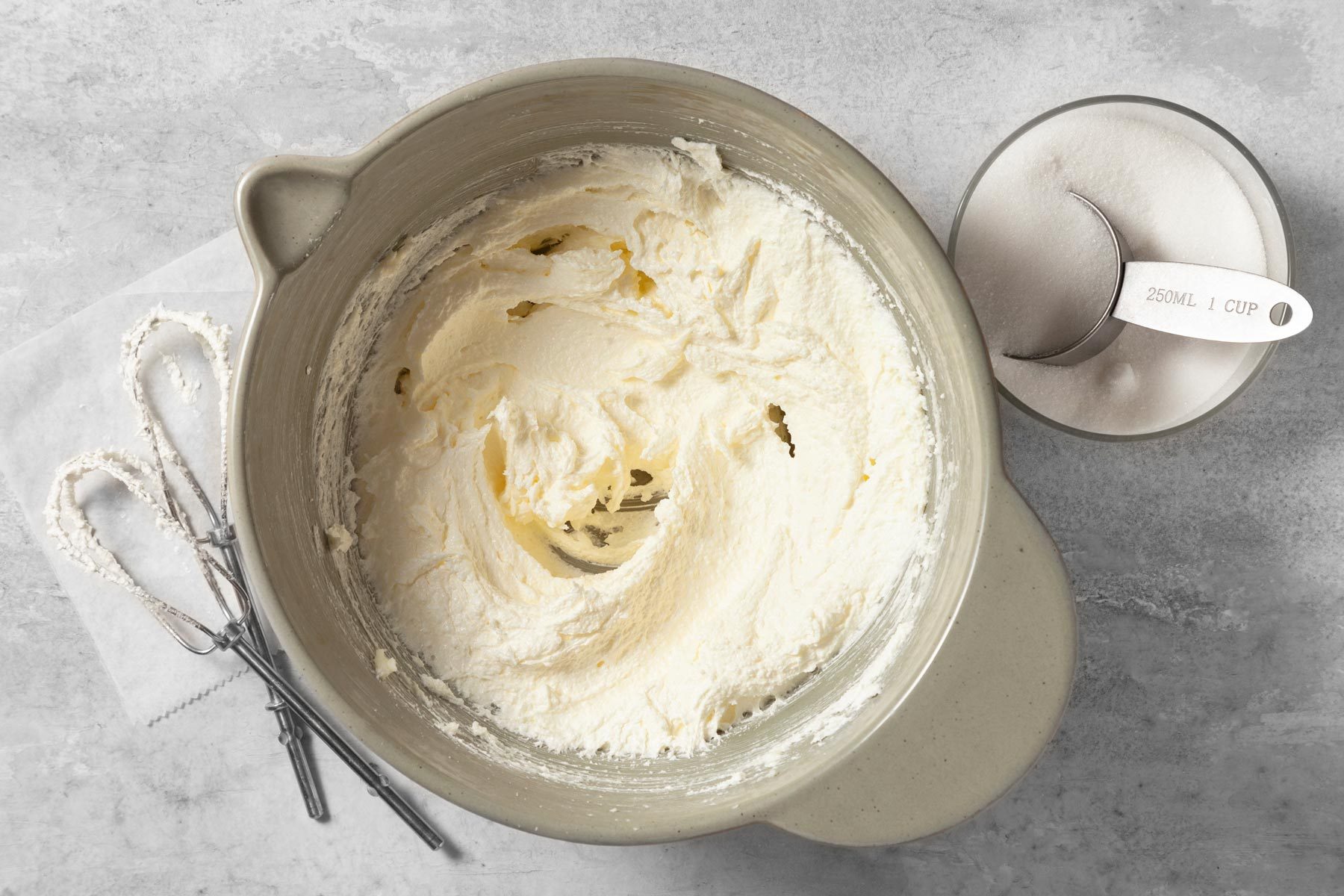 In a bowl, cream butter and sugar until light and fluffy