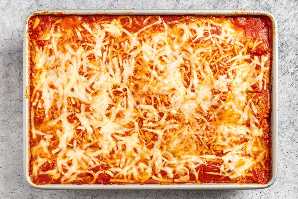 Taste of Home Spinach Manicotti recipe photo of the baked manicotti.