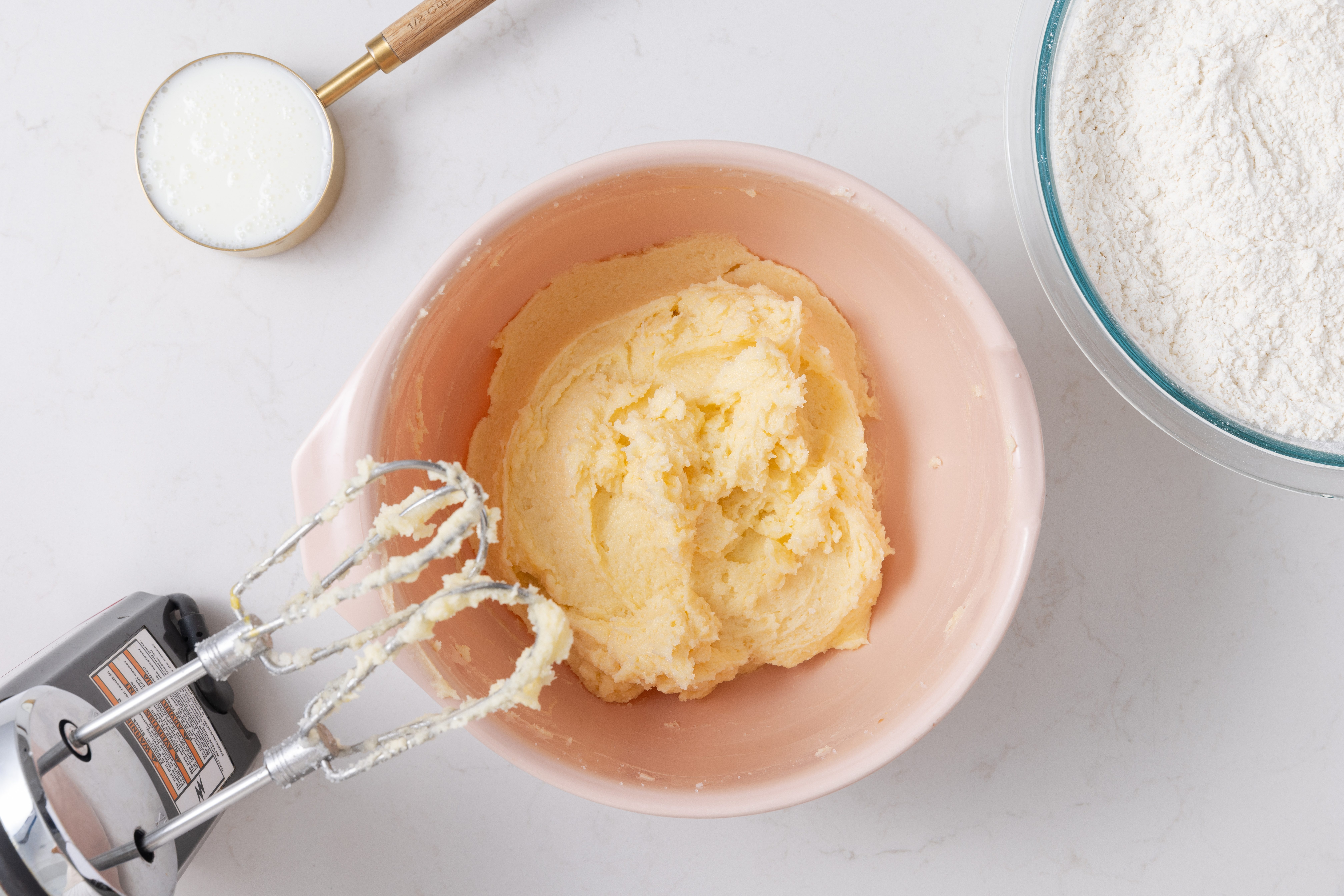 Cake dough being prepared.