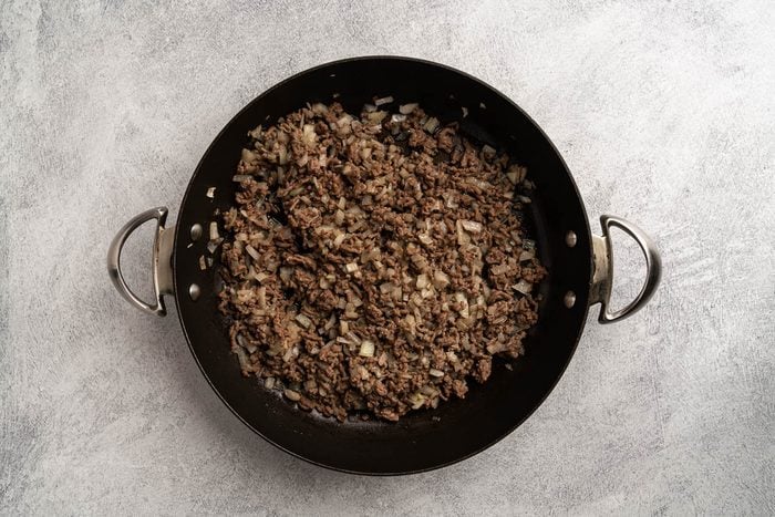 cooked beef and onion.