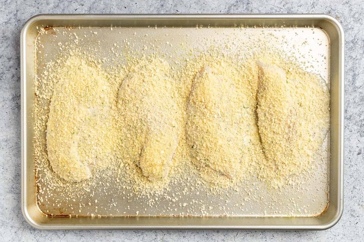 Taste of Home Baked Tilapia with Panko Bread Crumbs photo of the prepped fish for the oven.