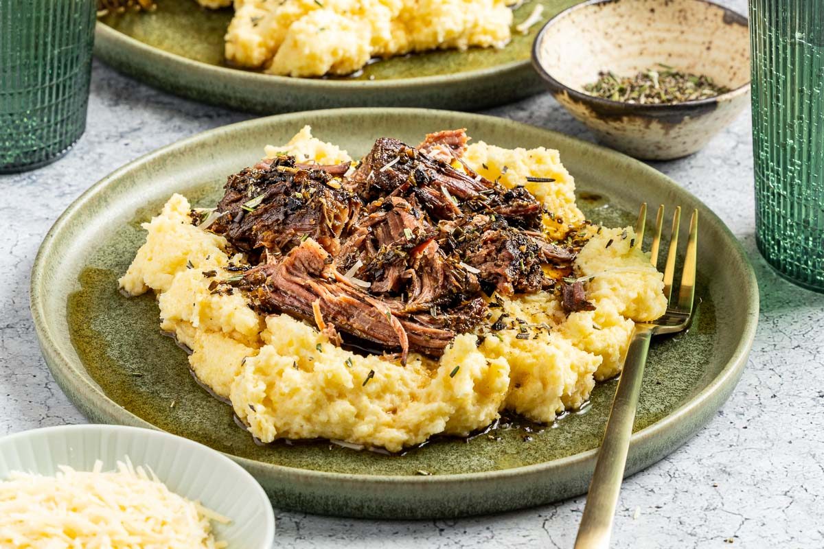 Taste of Home Beef with Polenta photo of the finished recipe.