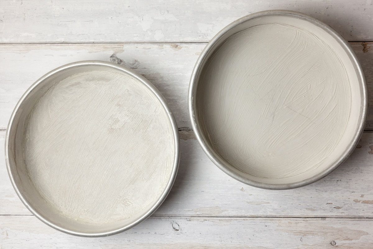 Step 1 of Taste of Home Biscoff Cake is to prepare the pans