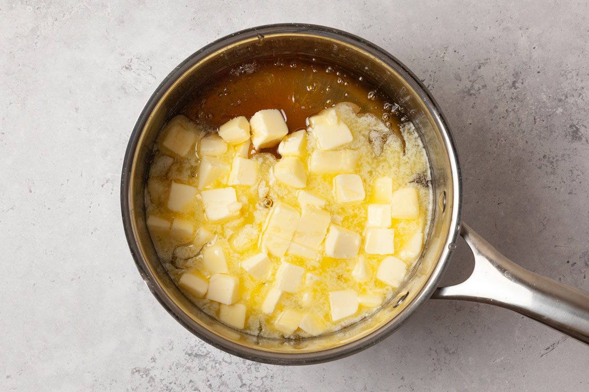 Step3 of Butterscotch Hard Candy is to add the butter