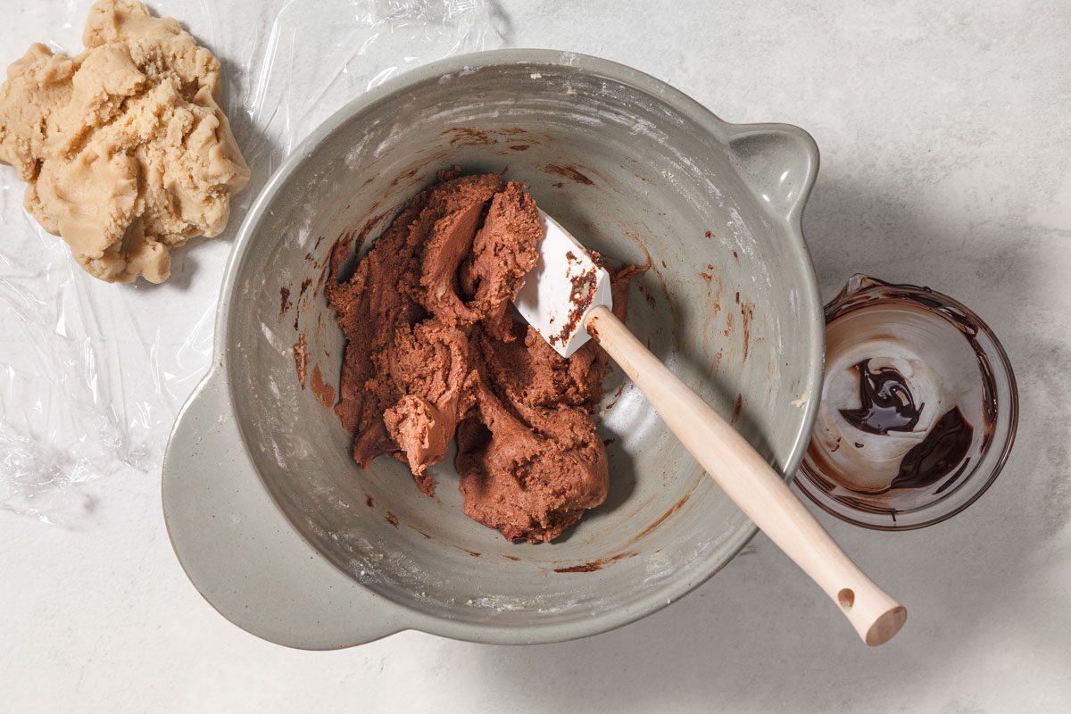 add chocolate to half