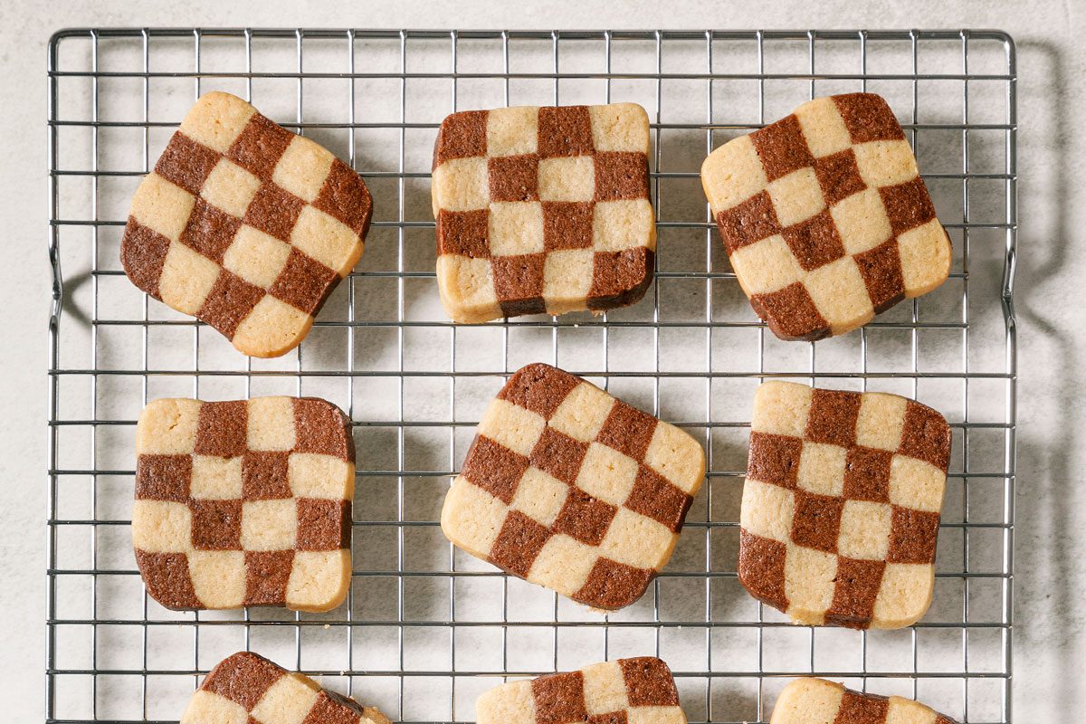 cookies cooling on a wire rack