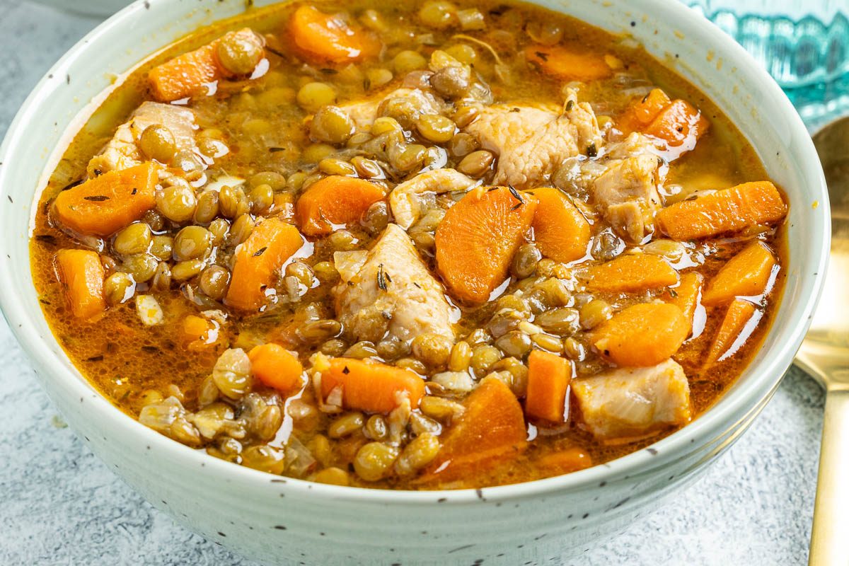 Taste of Home Chicken Lentil Soup photo of the finished recipe served in bowls.
