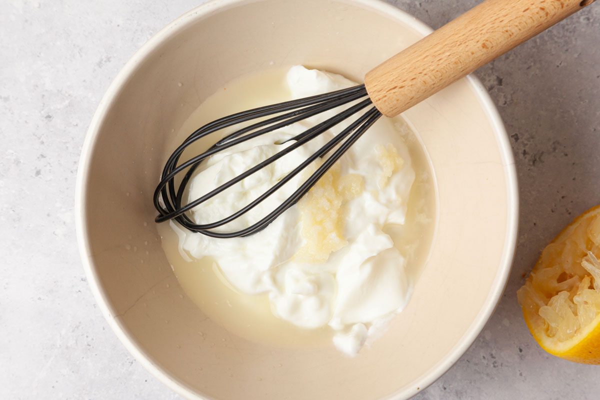 Step 2 of Taste of Home Chicken Shawarma is to make the yogurt sauce