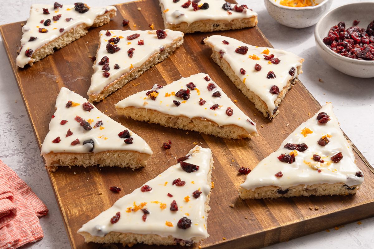 Cranberry Bar Triangles On Cutting Board