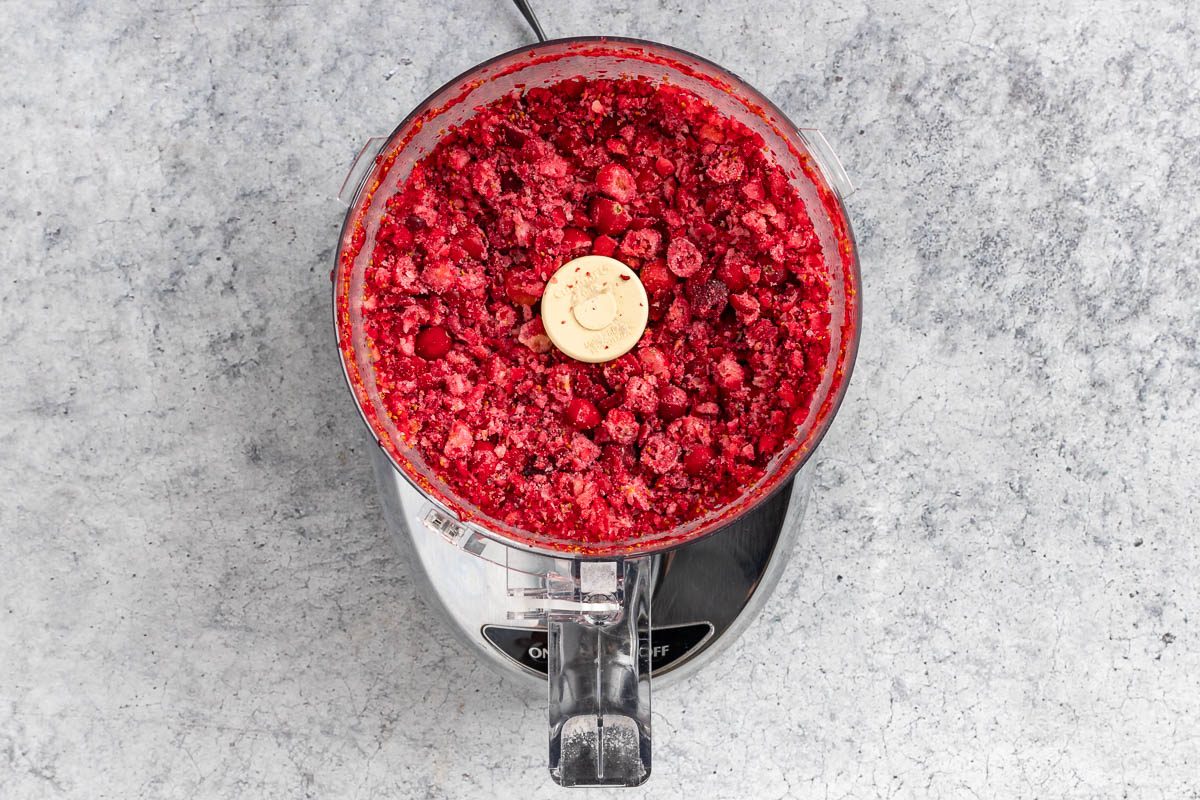 cranberries in a food processor.