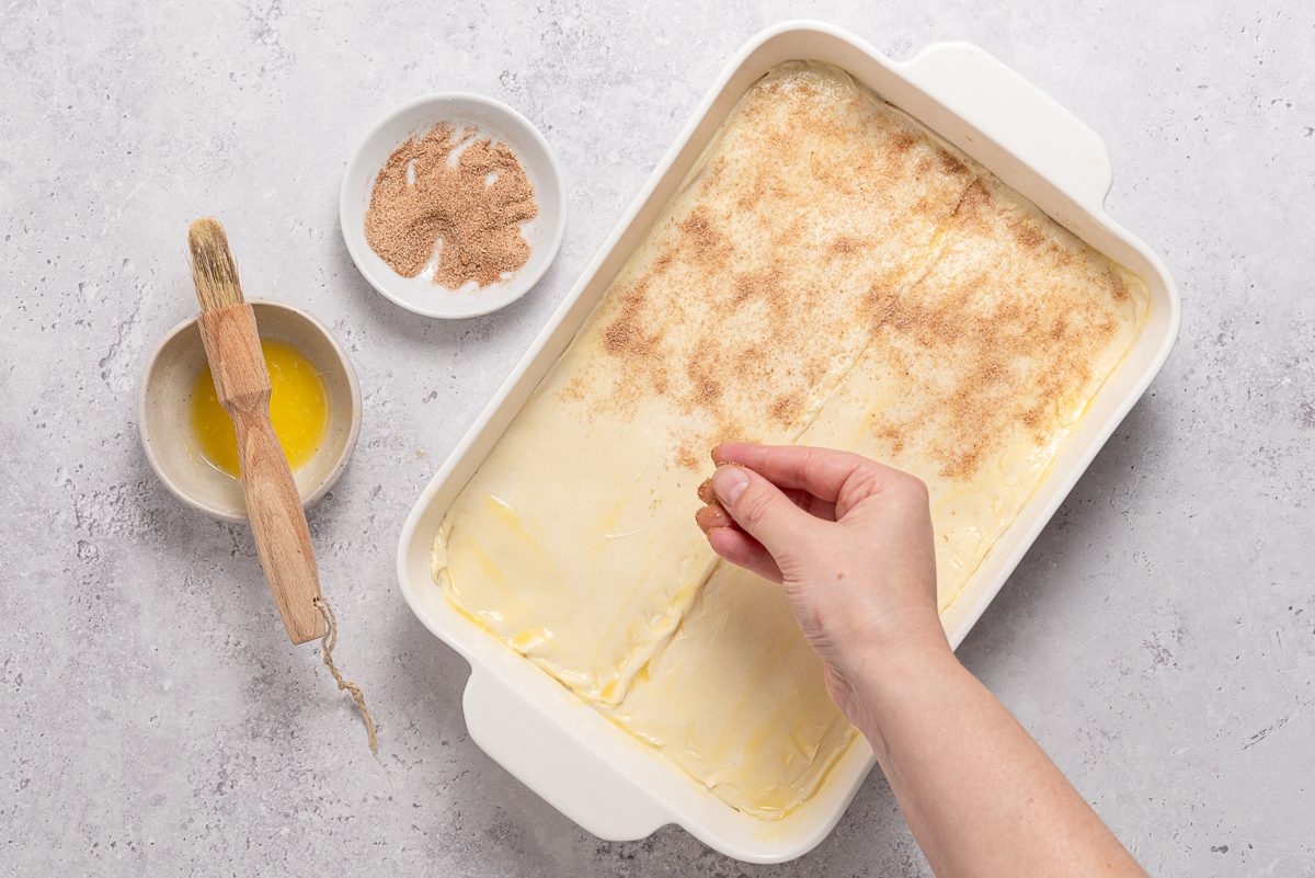 Cinnamon Sugar Sprinkled Over Crescent Roll Cheesecake