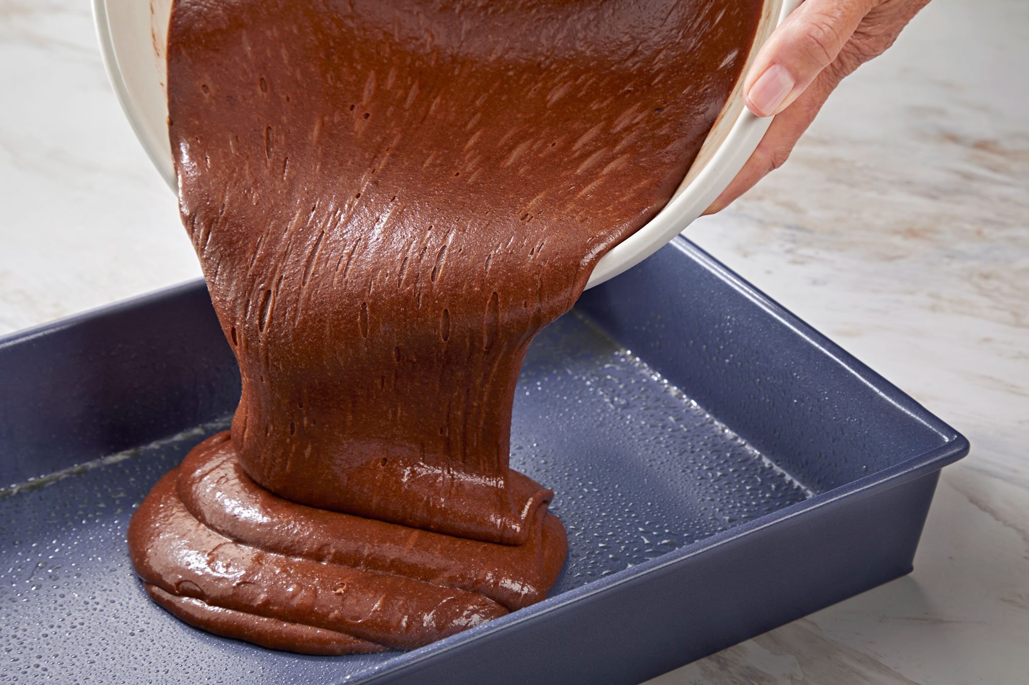 Pour Dairy Free Brownies mixture into a greased 13x9- inch baking pan