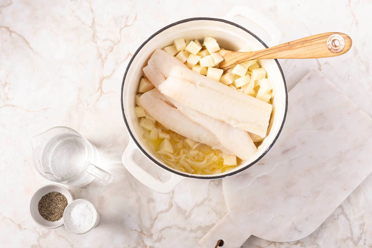 potatoes and fish for Fish Chowder