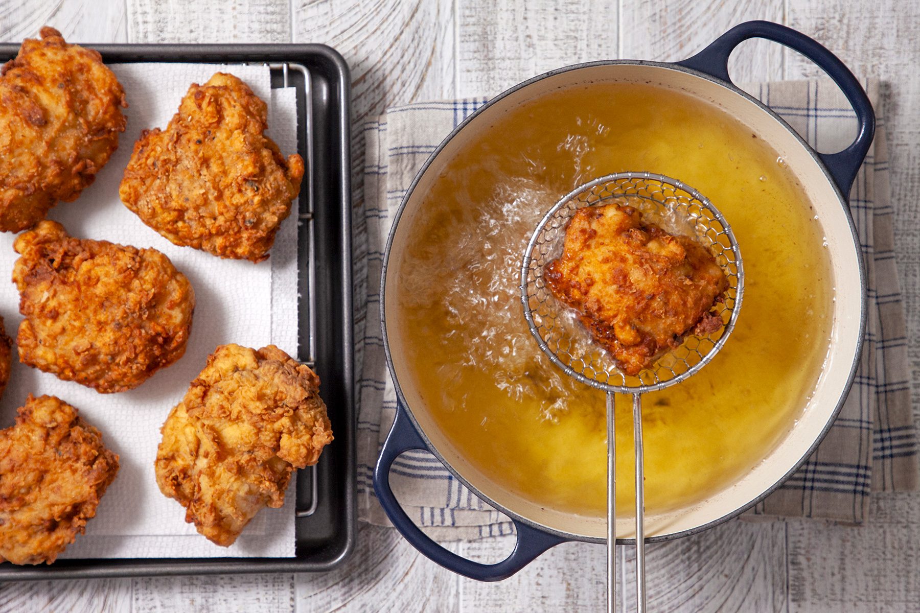 fry until chicken is golden, crisp and cooked t