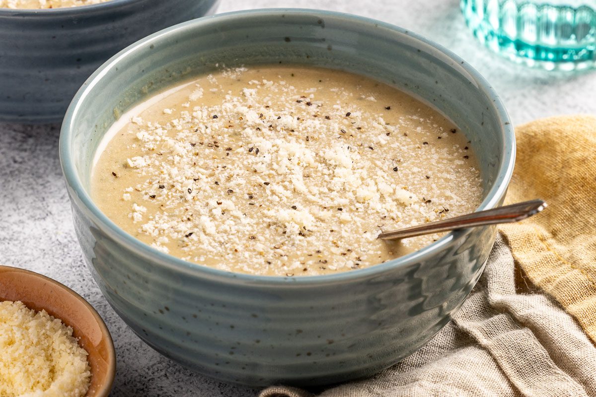 Taste of Home Garlic Soup photo of the finished soup.