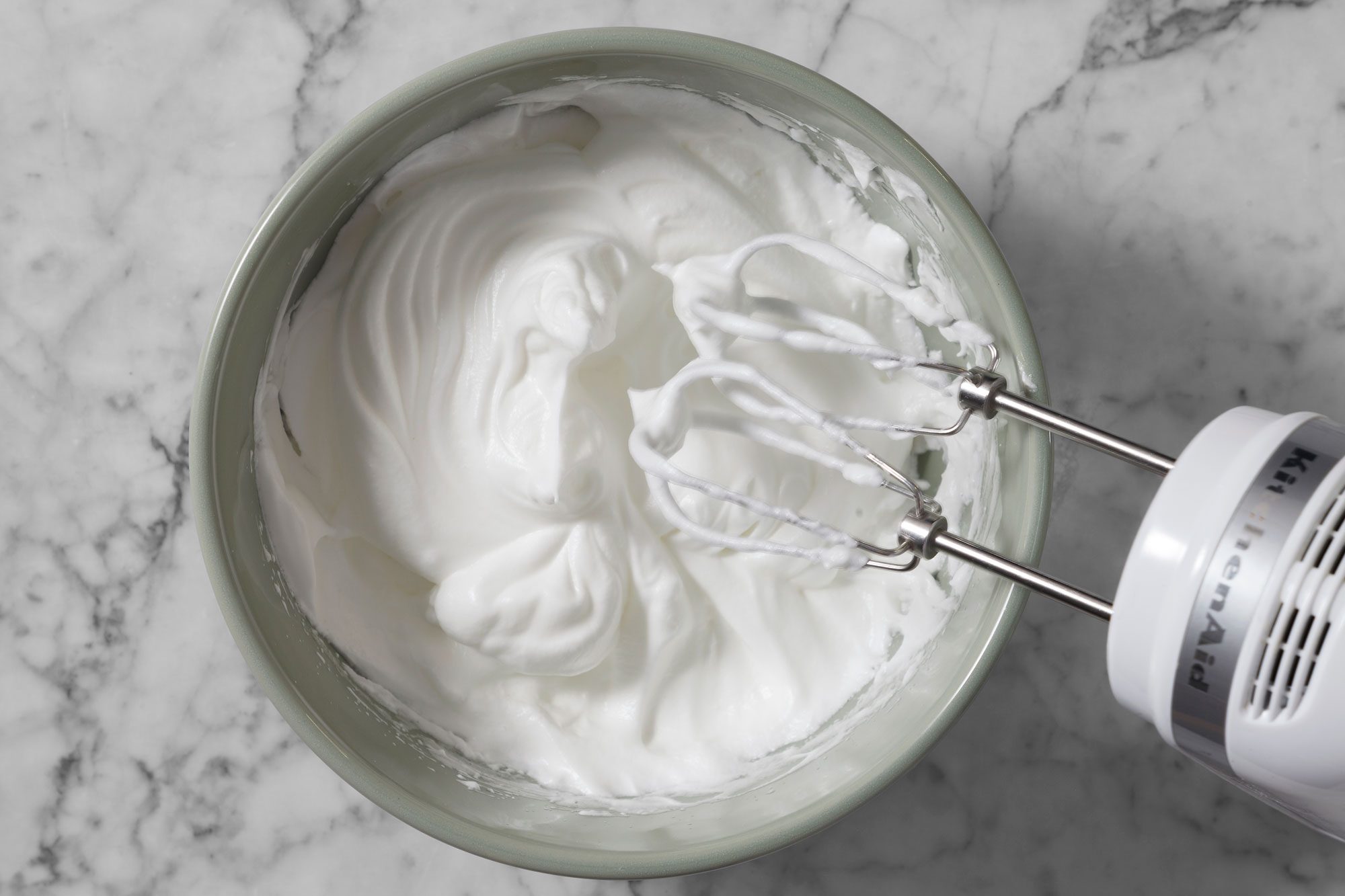 beat egg whites on medium until soft peaks form.