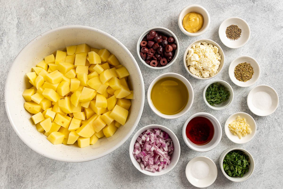  ingredients for Greek Potato Salad Photo 