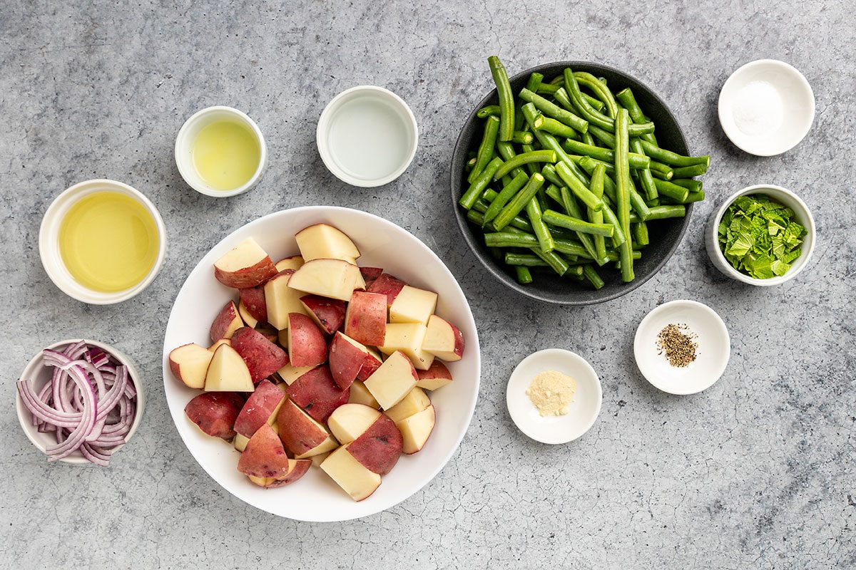 ingredients for Green Bean and Potato Salad