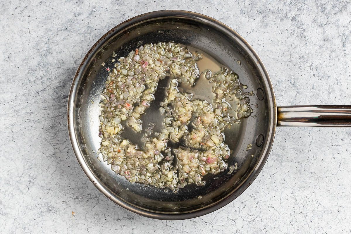 sauteed shallot and garlic.