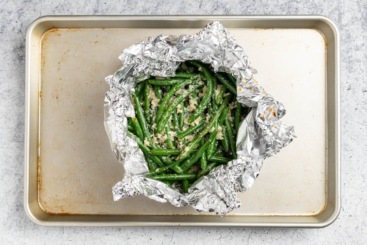 Grilled Green Beans in foil