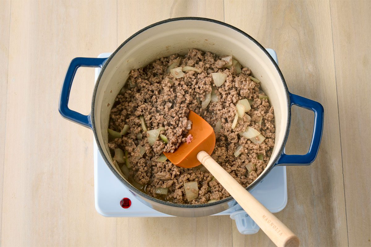 saute the beef and onions