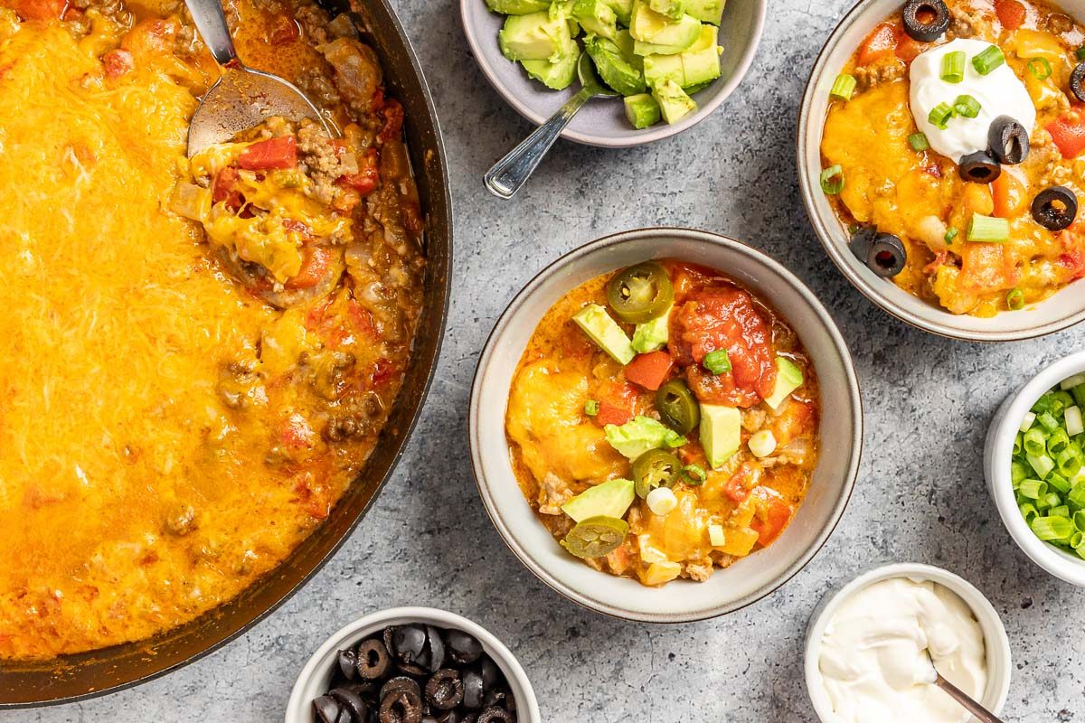 Taste of Home Keto Taco Casserole photo of the finished recipe.