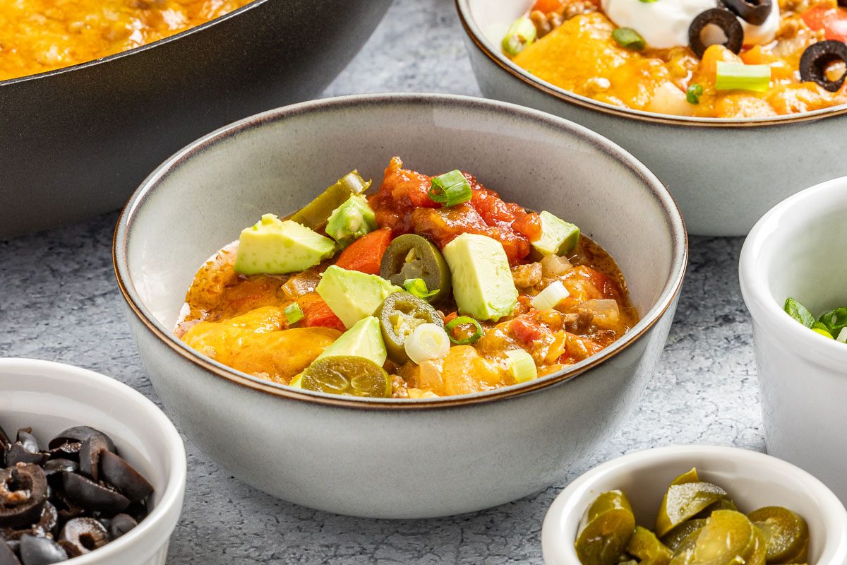 Taste of Home Keto Taco Casserole photo of the finished recipe.