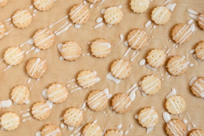 Lemon Shortbread Cookies drizzled with icing