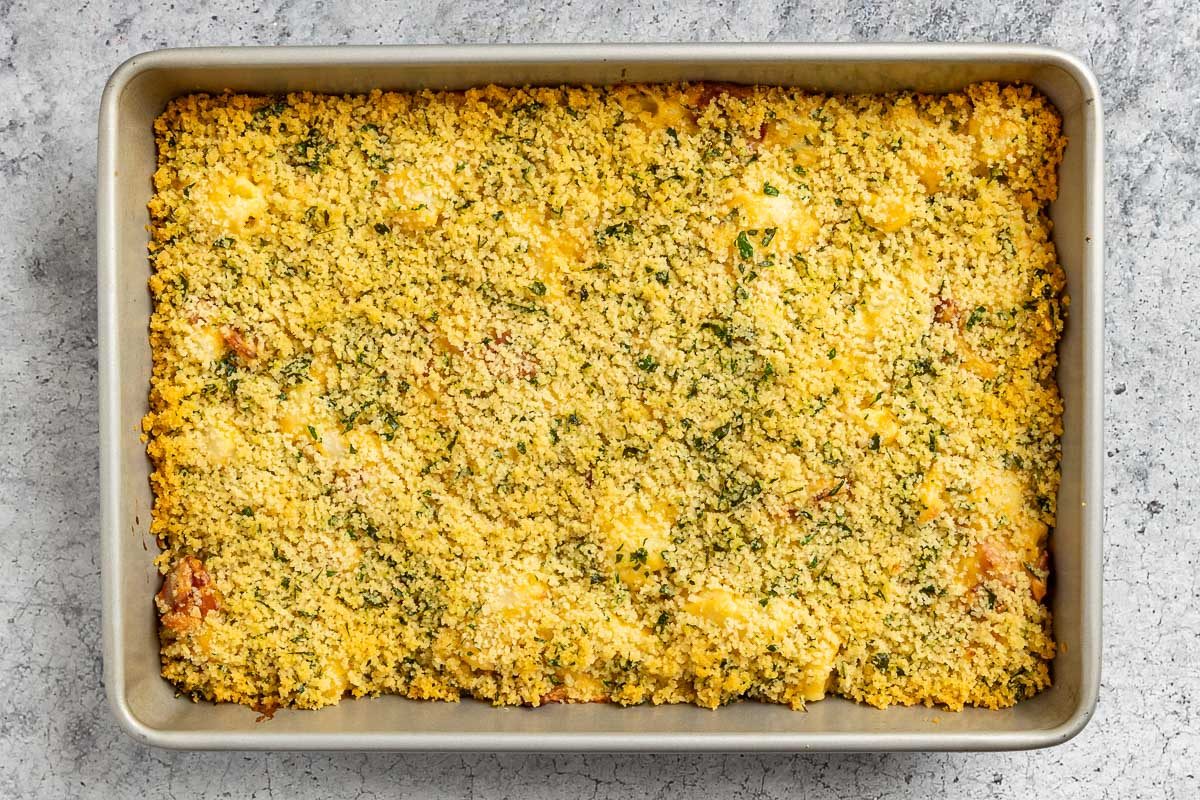 Taste of Home Loaded Cauliflower Casserole photo of the baked casserole.