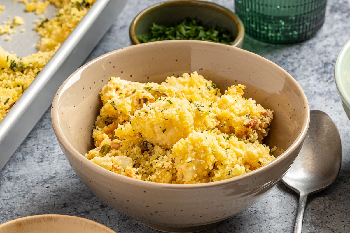 Taste of Home Loaded Cauliflower Casserole photo of the finished recipe served in bowls.