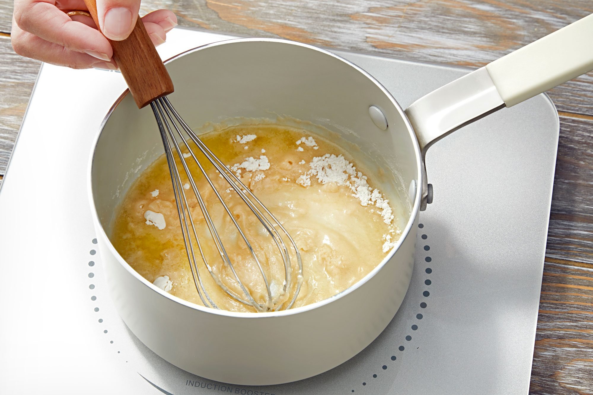 in a small saucepan; melt butter over medium heat. Whisk in flour until smooth; whisking constantly