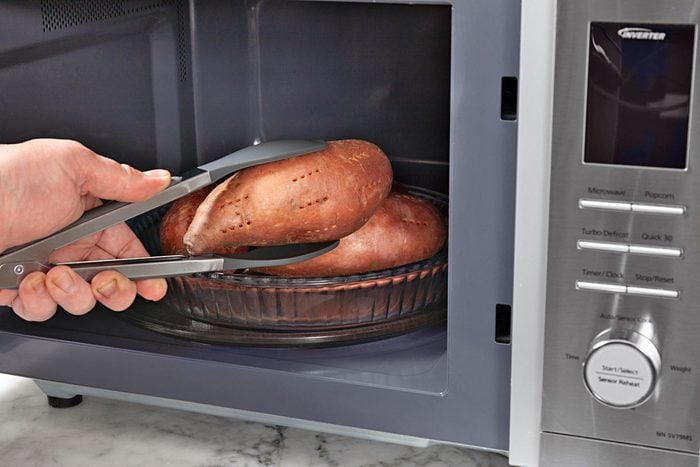Flip potatoes in the microwave