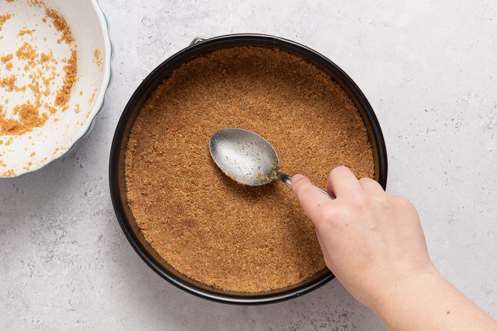Butter And Graham Crackers Layer In Baking Pan