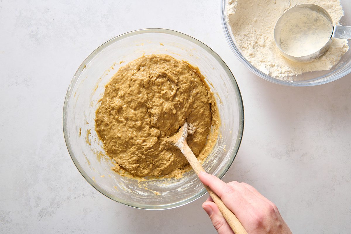 Adding flour to make a stiff dough