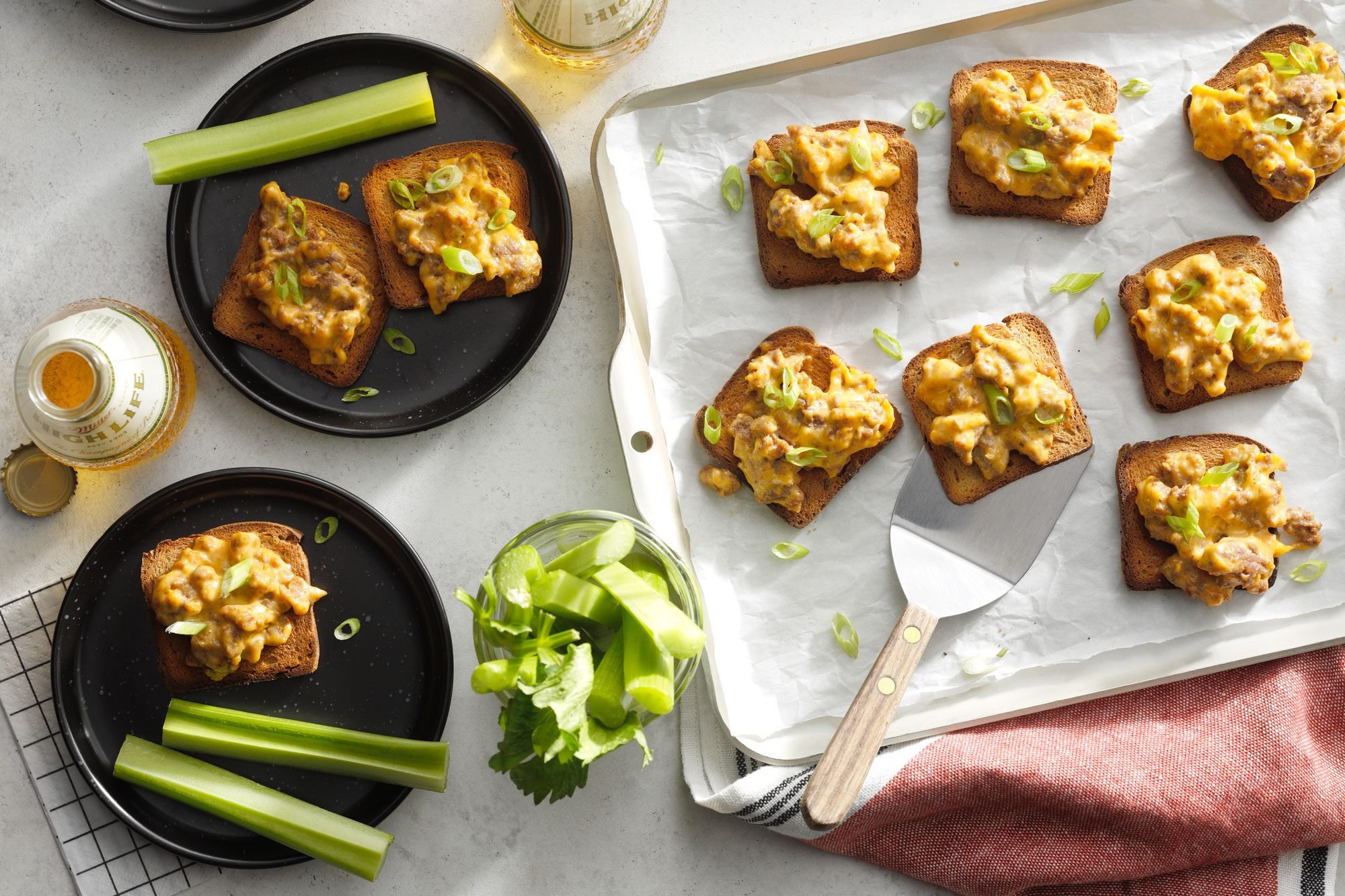 Overhead shot of Party Pizzas
