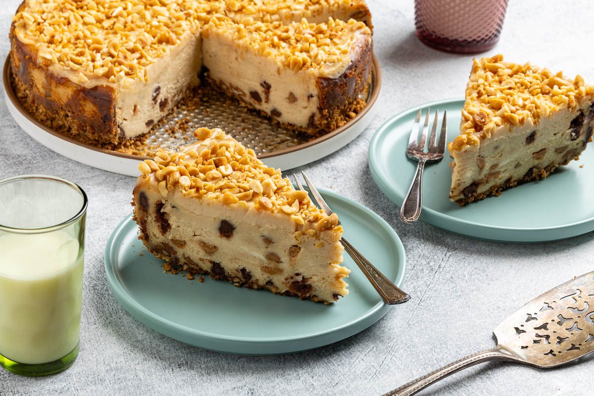 Peanut Butter Cheesecake slices on plates