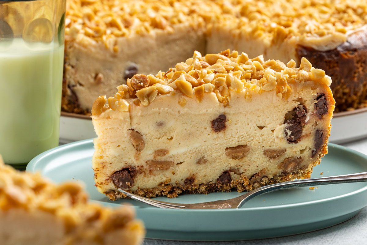 Peanut Butter Cheesecake slices on plates