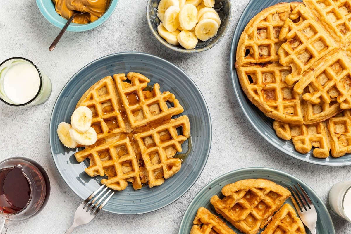 Peanut Butter and Banana Waffles
