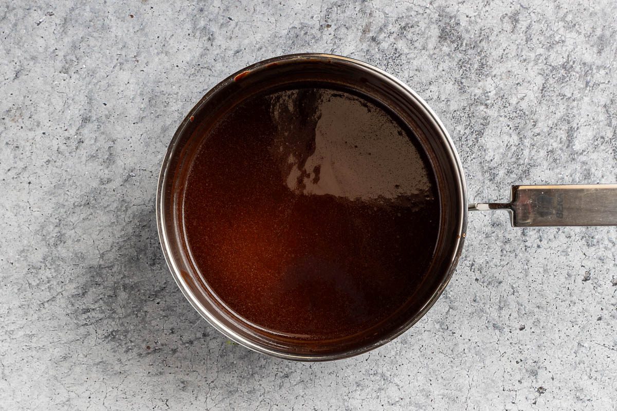 melting the butter and the chocolate in a saucepan.