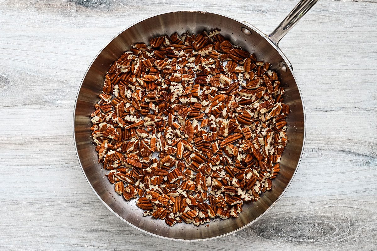 Toasting pecans for pecan butter, a recipe from Taste of Home.
