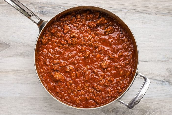 Meaty sauce for pizza lasagna, a recipe from Taste of Home.