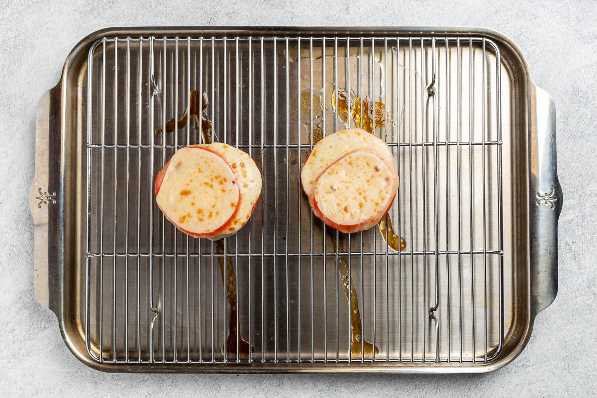 broiled mushroom, tomato and cheese.