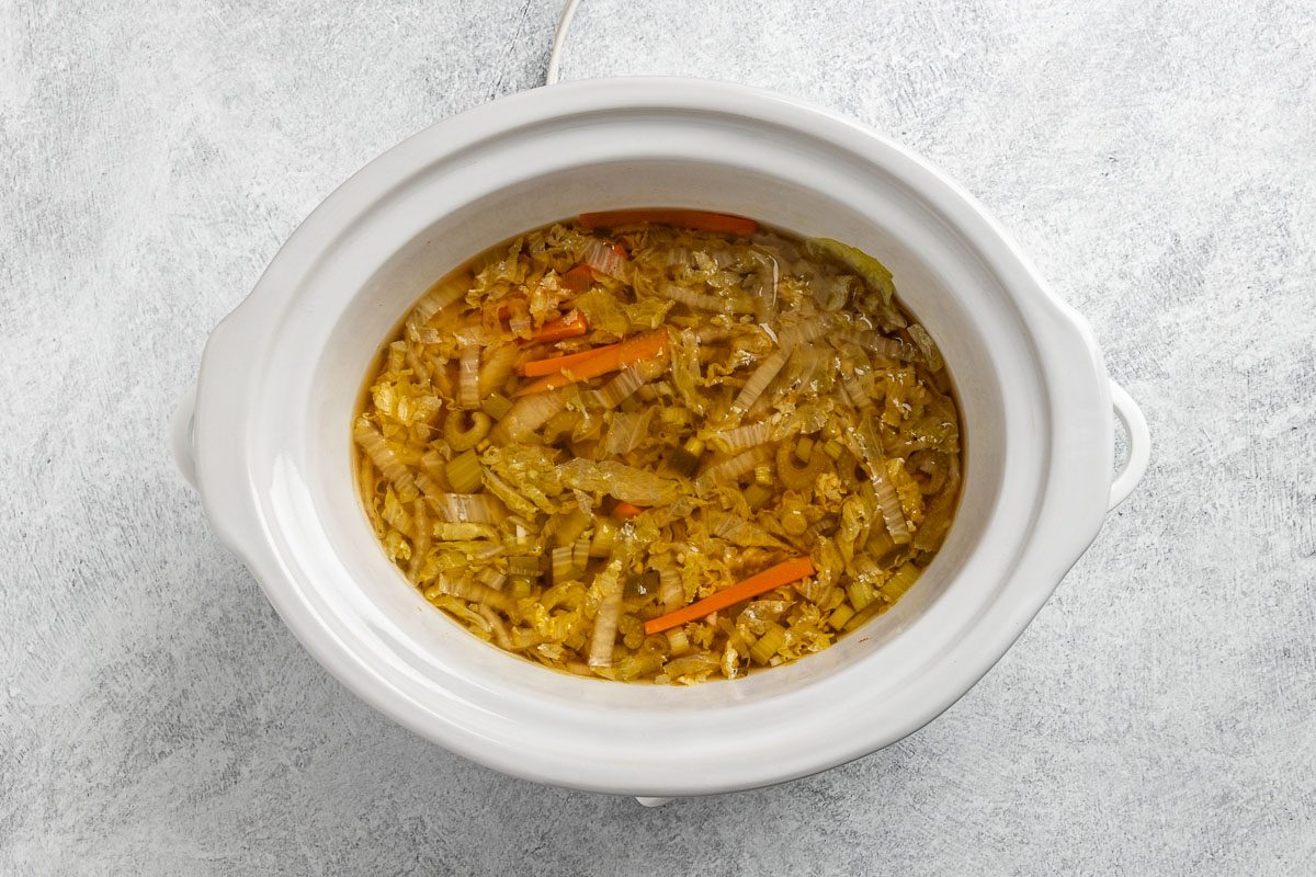 cooked soup in slow cooker