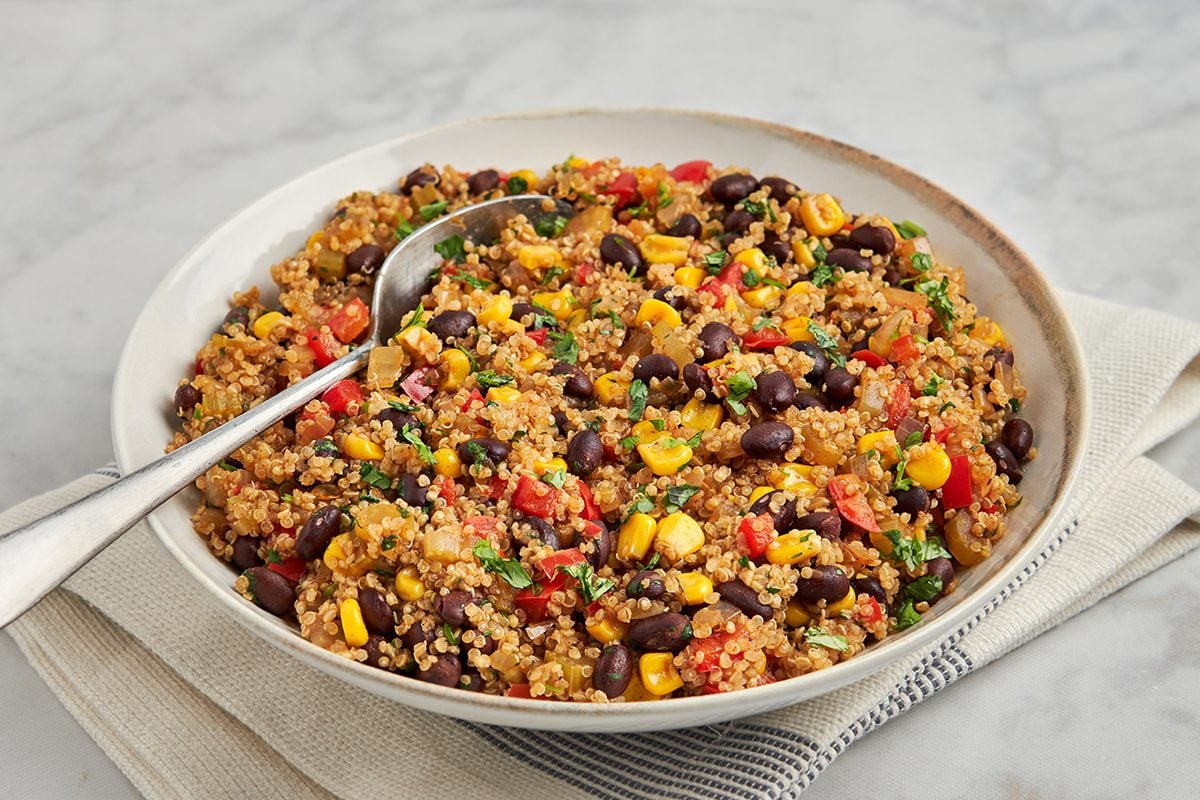 Quinoa and black beans recipe by Taste of Home.