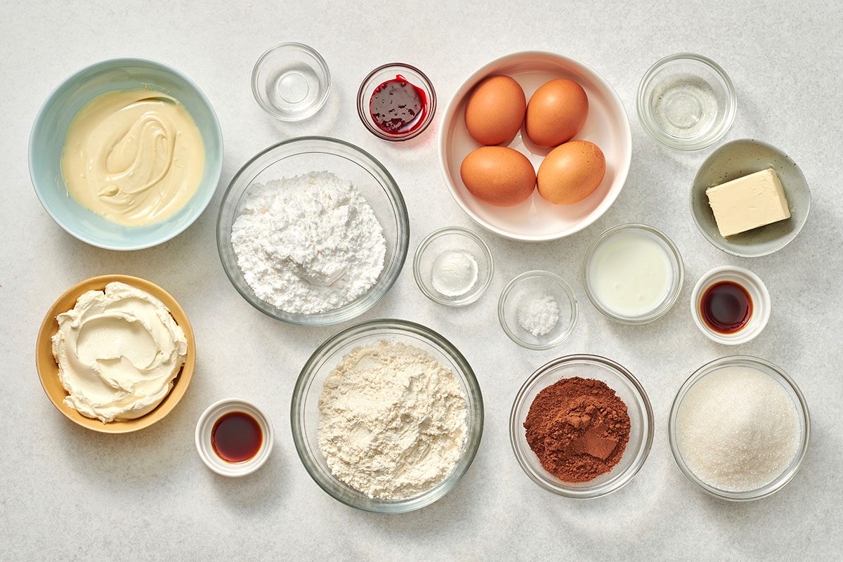 Ingredients for Red Velvet Cake Roll 