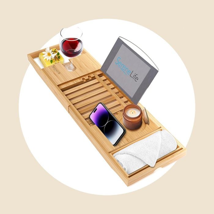 Serenelife Luxury Bamboo Bathtub Caddy Tray