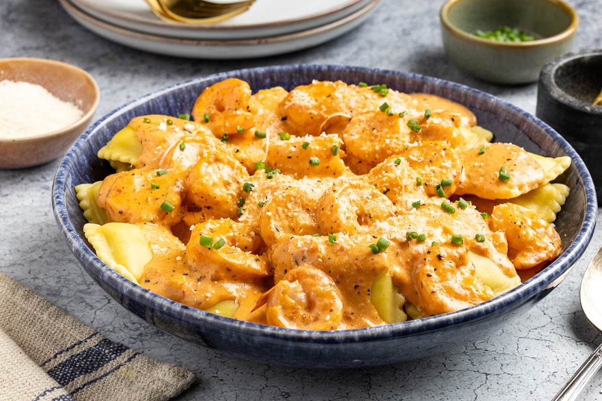 Ravioli with Shrimp Tomato Sauce