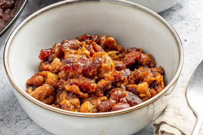 Taste of Home Smoked Baked Beans photo of the finished recipe served into bowls.