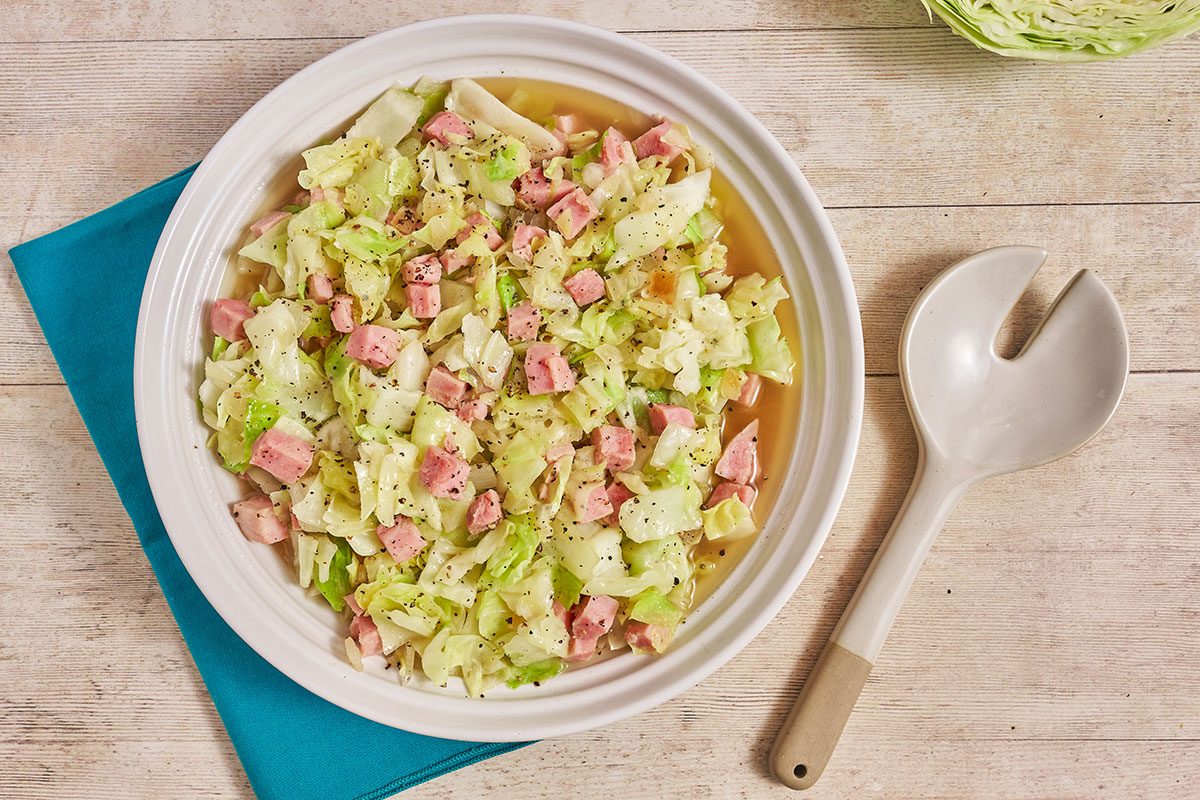 Smothered Cabbage served on a plate