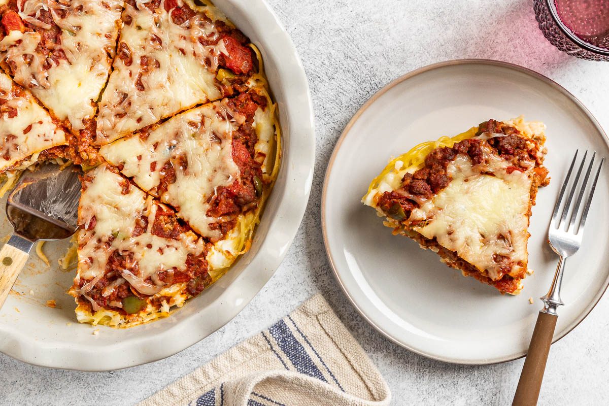 Taste of Home Spaghetti Pie photo of the finished recipe.